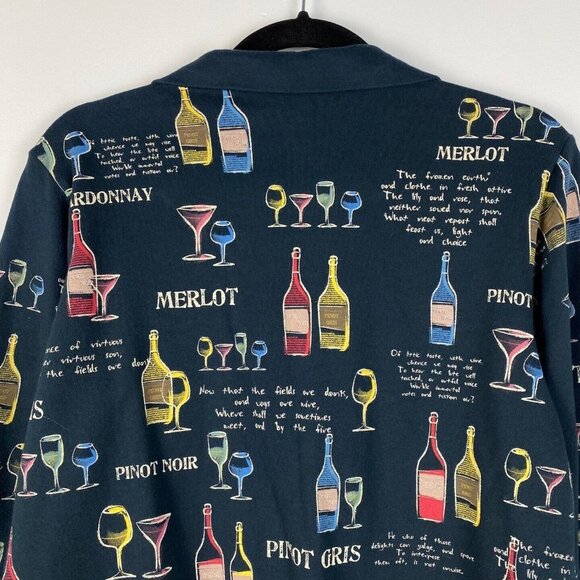 Jess & Jane Wine Cardigan Womens Small Jacket Party Navy Blue Full Zip - Picture 7 of 9